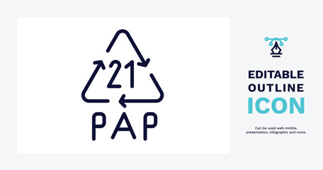 21 pap icon. Thin line 21 pap icon from user interface collection. Outline vector. Editable 21 pap symbol can be used web and mobile