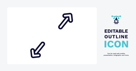 expand arrows icon. Thin line expand arrows icon from user interface collection. Outline vector. Editable expand arrows symbol can be used web and mobile