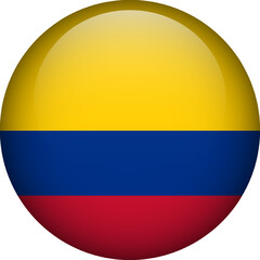 Colombia flag button. Emblem of Colombia. Vector flag, symbol. Colors and proportion correctly.