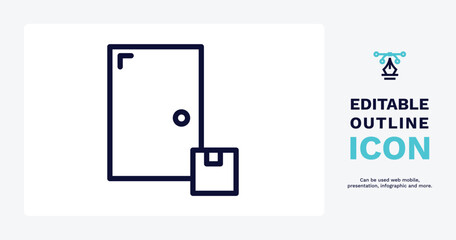 on door delivery icon. Thin line on door delivery icon from delivery and logistics collection. Outline vector isolated on white background. Editable on door delivery symbol can be used web and mobile