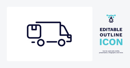 moving icon. Thin line moving icon from delivery and logistics collection. Outline vector isolated on white background. Editable moving symbol can be used web and mobile