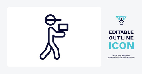 courier icon. Thin line courier icon from delivery and logistics collection. Outline vector isolated on white background. Editable courier symbol can be used web and mobile
