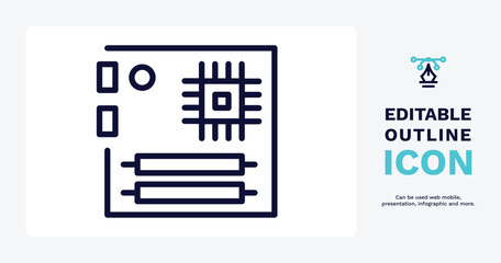 motherboard icon. Thin line motherboard icon from electronic device and stuff collection. Outline vector isolated on white background. Editable motherboard symbol can be used web and mobile