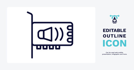 sound card icon. Thin line sound card icon from electronic device and stuff collection. Outline vector isolated on white background. Editable sound card symbol can be used web and mobile
