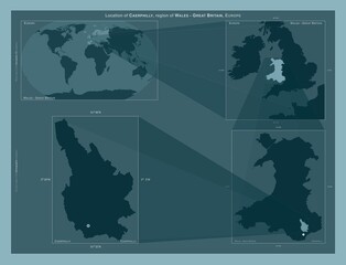 Caerphilly, Wales - Great Britain. Described location diagram