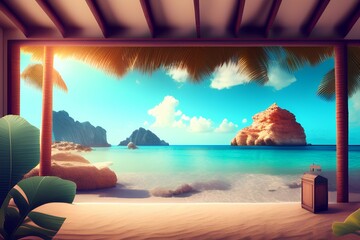 holiday concept background with interior elements , holiday design , summer season - generative ai

