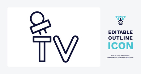 mass media icon. Thin line mass media icon from social media marketing collection. Outline vector isolated on white background. Editable mass media symbol can be used web and mobile