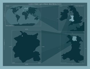 Conwy, Wales - Great Britain. Described location diagram