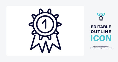 golden medal icon. Thin line golden medal icon from sport and games collection. Outline vector isolated on white background. Editable golden medal symbol can be used web and mobile