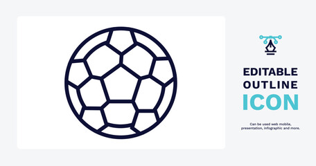Obraz premium football ball icon. Thin line football ball icon from sport and games collection. Outline vector isolated on white background. Editable football ball symbol can be used web and mobile