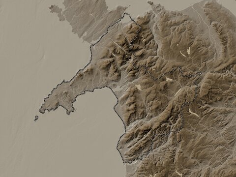Gwynedd, Wales - Great Britain. Sepia. No legend
