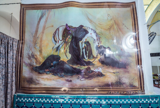 Kashan, Iran - October 17, 2016: Zuljanah, horse of Imam Husayn ibn Ali in mosque on the Old Town of Kashan