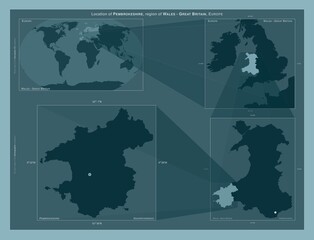 Pembrokeshire, Wales - Great Britain. Described location diagram