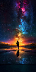 Fototapeta premium the constant of the universe is change and as humans our change is reflecting the universe, vivid, ultra details, colorfull lighting, illustration