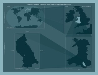 Rhondda Cynon Taf, Wales - Great Britain. Described location diagram