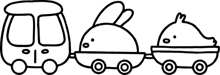 kids car outline doodle