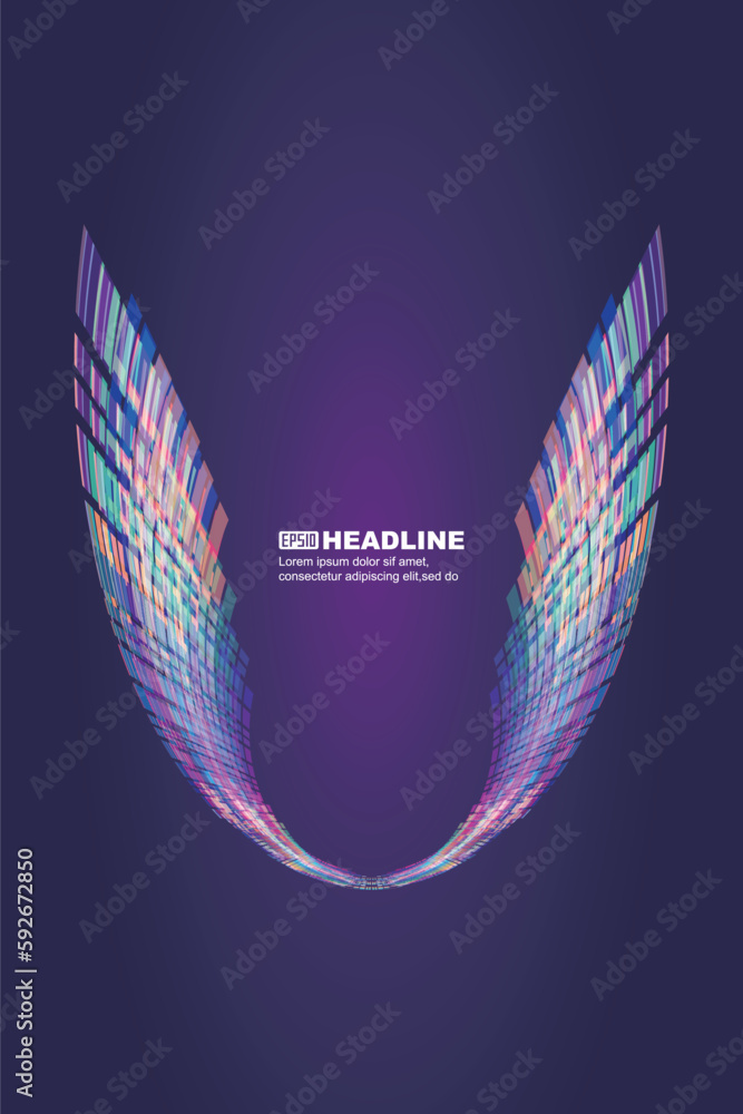 Poster color square dynamic graphics neon technology sense spatial background