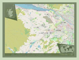 Renfrewshire, Scotland - Great Britain. OSM. Labelled points of cities