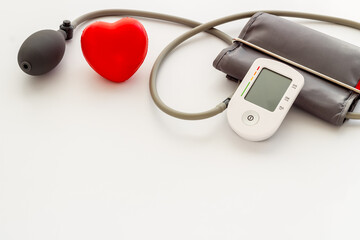 Medical device tonometer for blood pressure and heart rate on white background.