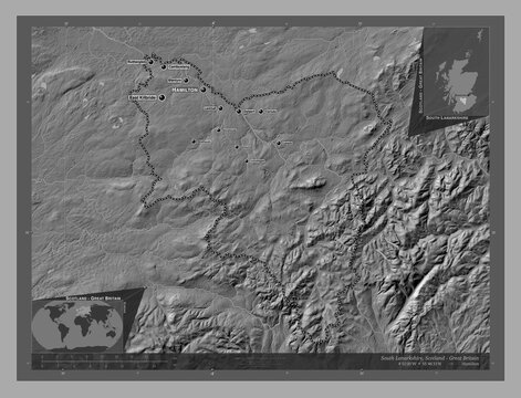 South Lanarkshire, Scotland - Great Britain. Bilevel. Labelled Points Of Cities