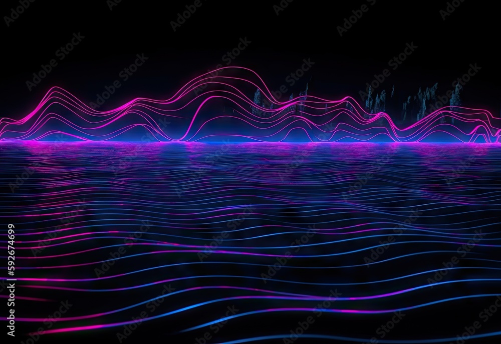 Poster abstract futuristic technology concept. neon hexagon tunnel modern background. fluorescent ultraviol
