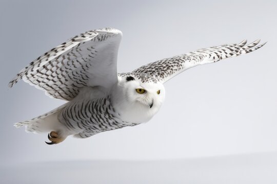 Snowy Owl flying. White owl.