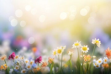 spring flower background on white background