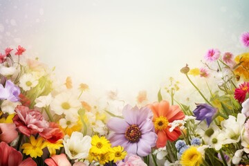 spring flower background on white background