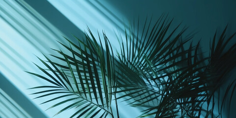 Blurred shadow from palm leaves on the wall generated by AI