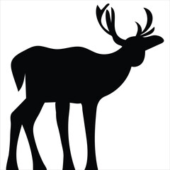 Silhouette of deer drawing illustration-vector Artwork.