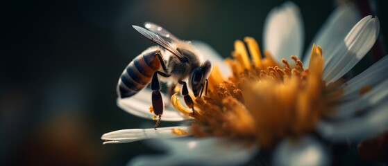 Bee on a flower. Generative AI
