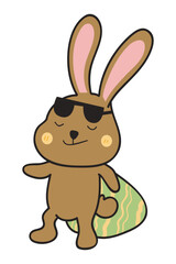 Cute and Funny Bunny Rabbit With Easter Egg. Bunny Easter Illustration.