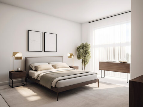 A Minimal Bedroom with Light Colors and Clean Lines | Generative AI