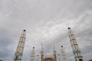 Great mosque on the Semarang Central Java, when day time with cloudy sky. The photo is suitable to use for Ramadhan poster and Muslim content media.