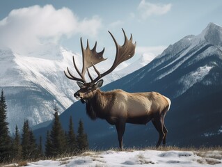 Elk in the mountains