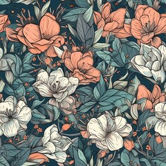 Beautiful Vintage Floral Ornate Seamless Pattern. Creative Textile and Wallpaper Seamless Design. Generative Ai