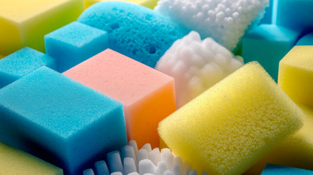 Various sponges for cleaning and dishwashing