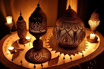 turkish henna night table decorations - generative ai