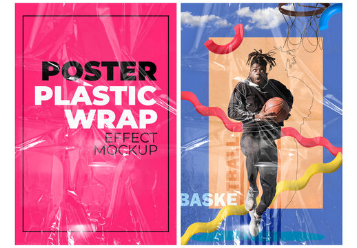 Plastic Poster Wrap Mockup Template