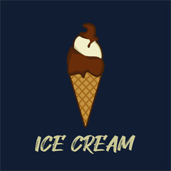 vector illustration of ice cream with a combination of chocolate and vanilla flavors, clean image, vector ice cream.