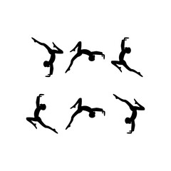 Fototapeta na wymiar illustration vector graphic design of silhouette set of people doing somersaults vector,clean figure,dancing vector.