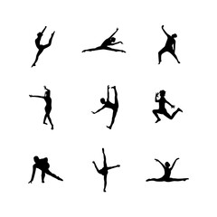 silhouette set of dancing people movement vector,clean figure,dancing vector.