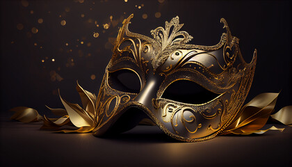 Ball mask with golden patterns. Generative AI