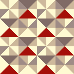 Seamless geometric pattern in beige and brown tones, decorated with red, for interior decoration, printed products, textiles, etc.