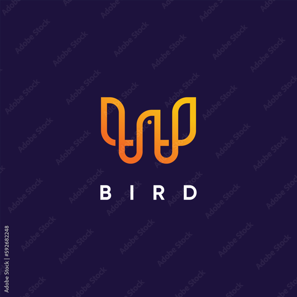 Poster bird logo design idea with simple line concept