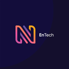 Letter N logo design idea with tech concept