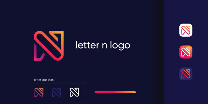 Letter N logo design idea with tech concept