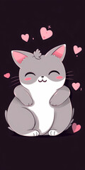 Obraz premium love, valentine day, Minimalism, cute, cat mochi, no items in background