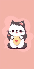 Obraz premium love, valentine day, Minimalism, cute, cat mochi, no items in background