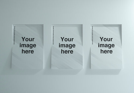 Inclined Louver Wall Poster Mockup 03